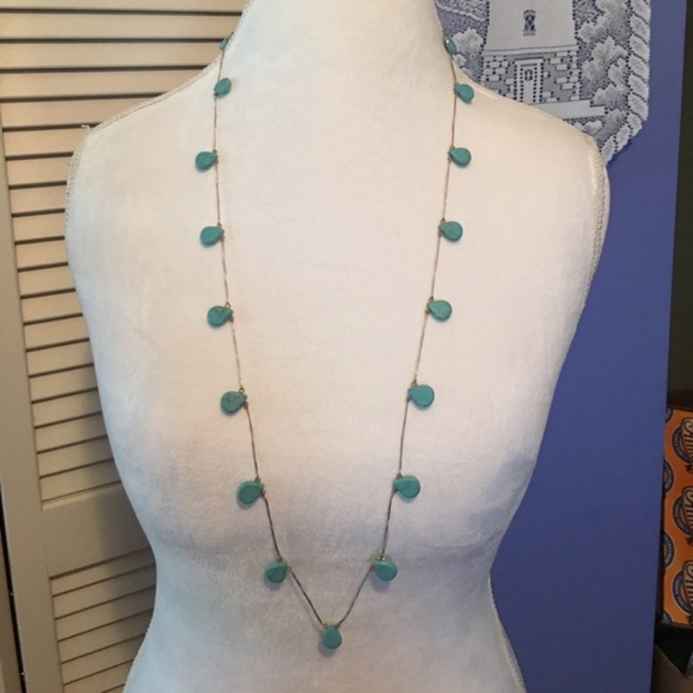 Stella & Dot | [Retired] Delicate Threaded Silk Turquoise Necklace - Picture 2 of 8